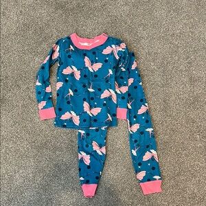 Butterfly Print Kids Pajamas - Blue and Pink